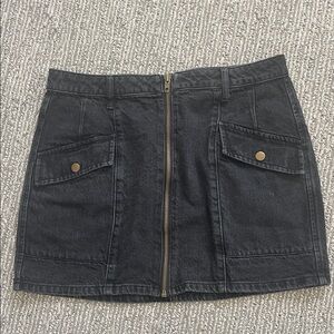 Forever 21 Black Denim Mini Skirt with Gold Accents